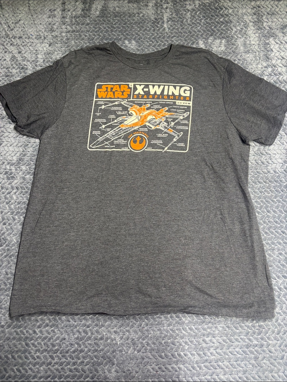 Star Wars Charcoal X-Wing Graphic Tee with Orange Accents